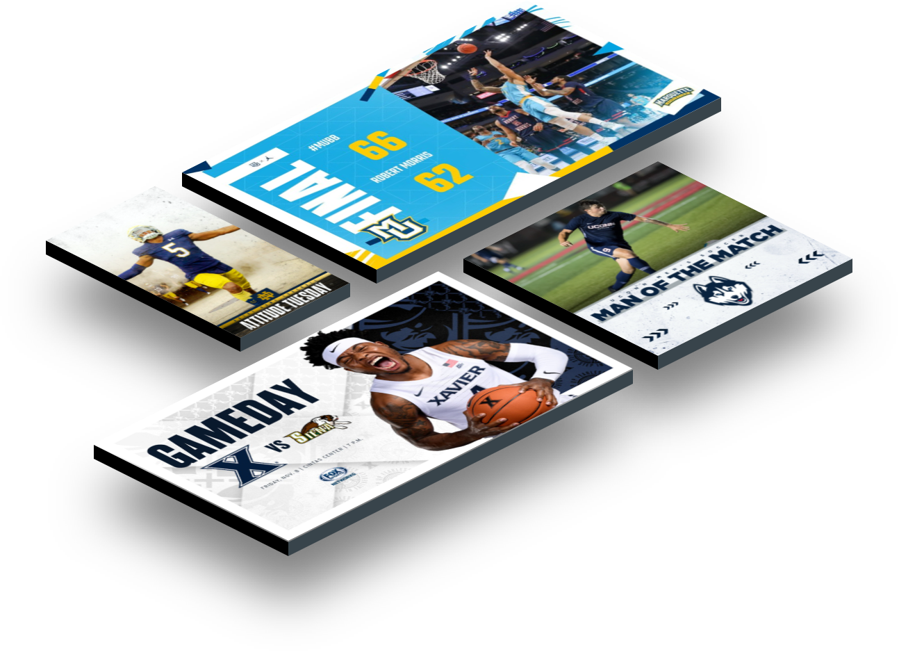 Examples of Box Out Sports custom graphics